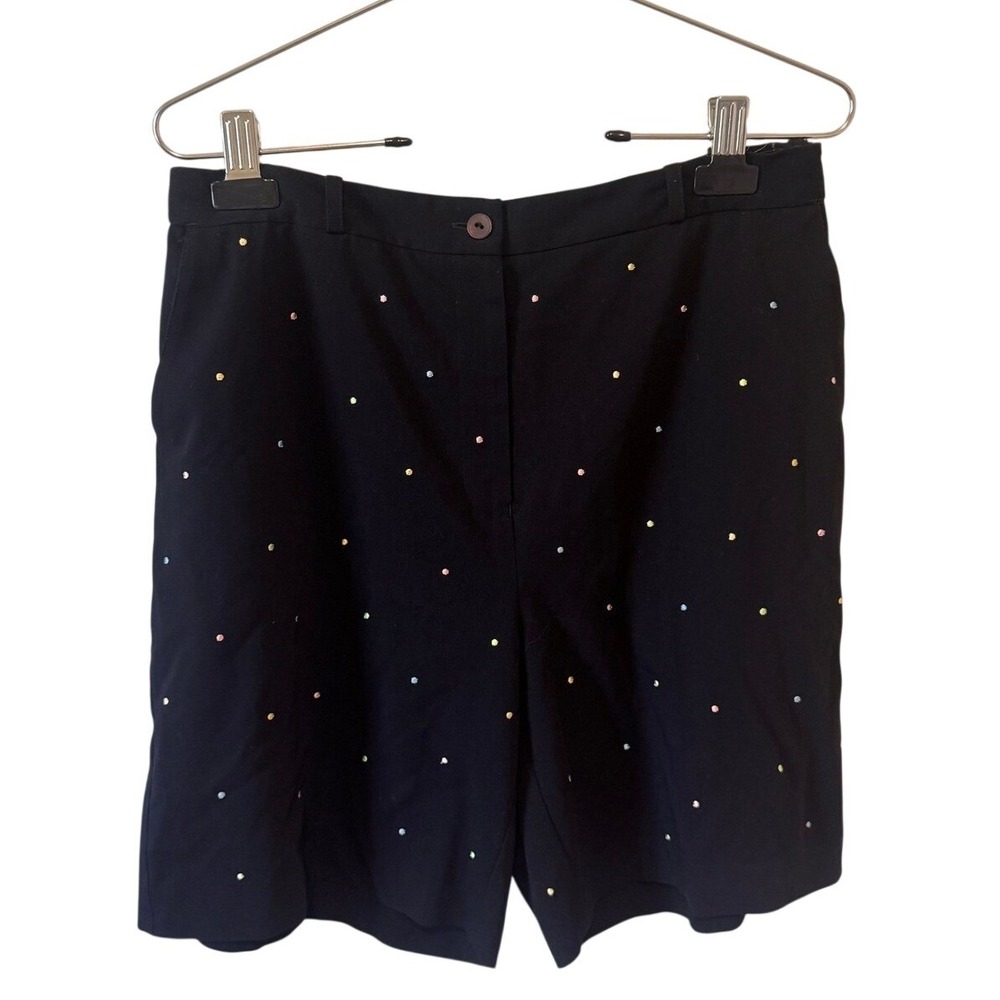 EP Pro | Rhinestone Shorts Women 8 Black Excellent Sparkle Polka Dot Bermuda